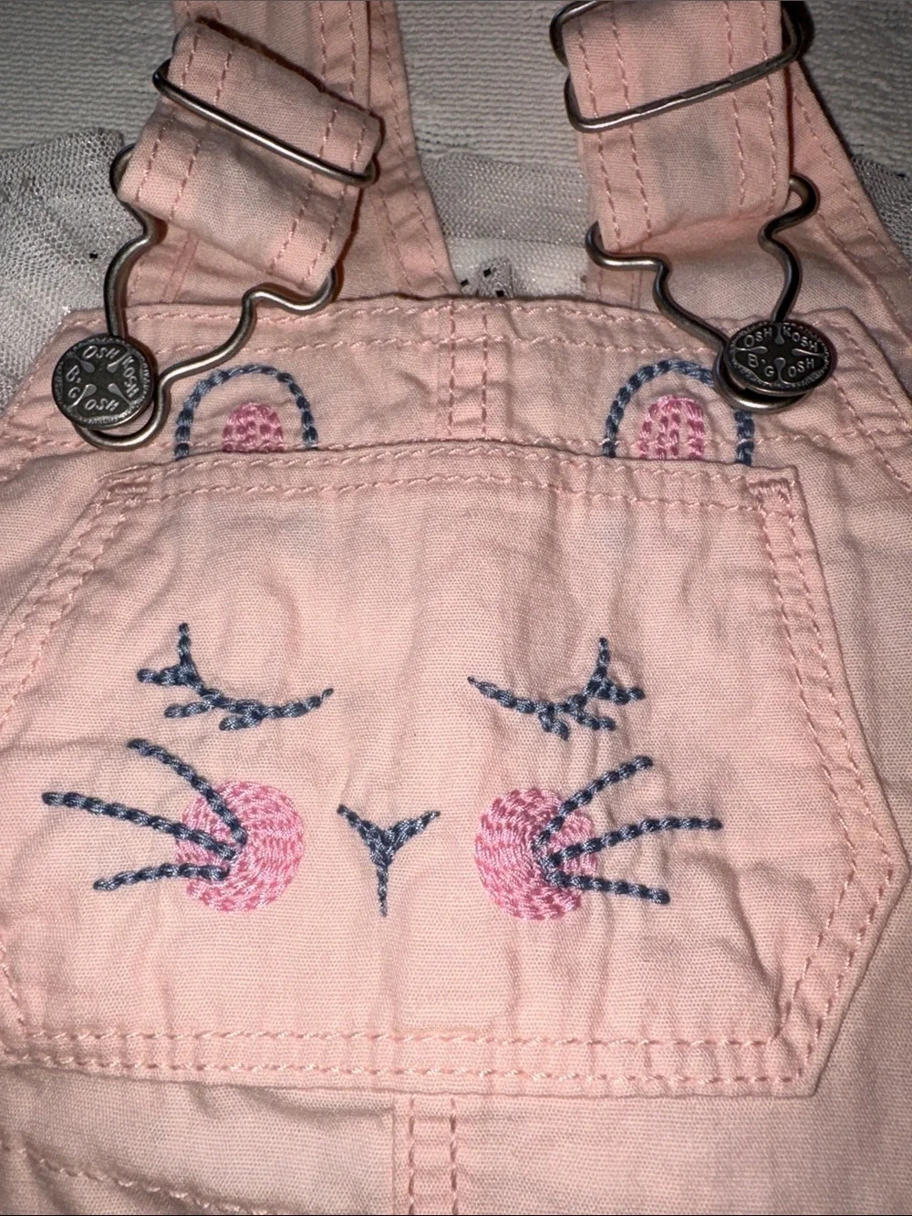 OshKosh Pink Bunny Embroidered Tulle Pinafore Dress BNWT 18m